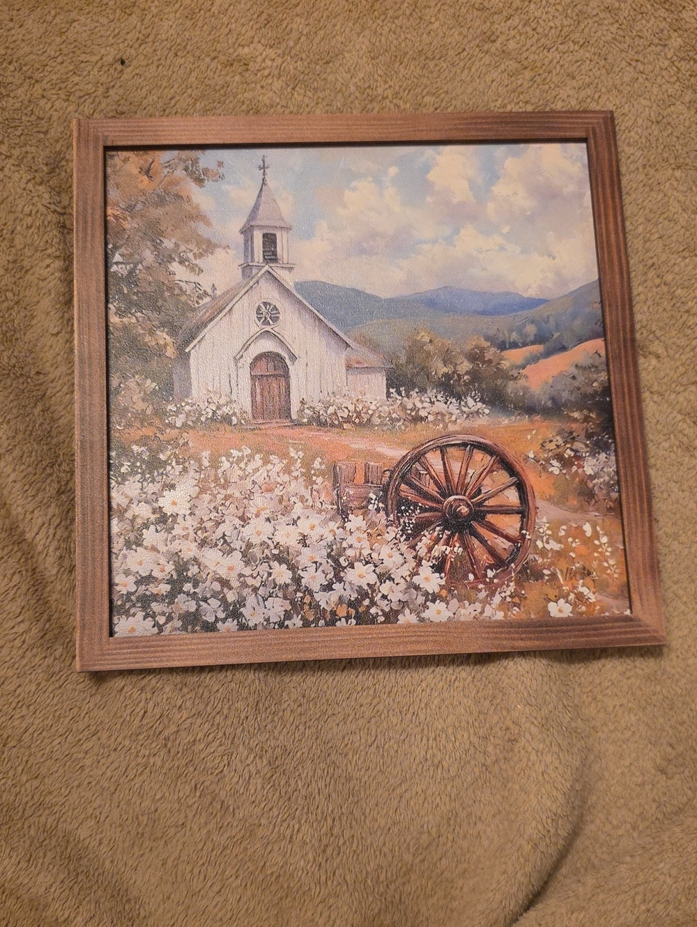 NWOT Classic Chapel Landscape Wall Art - White & Brown